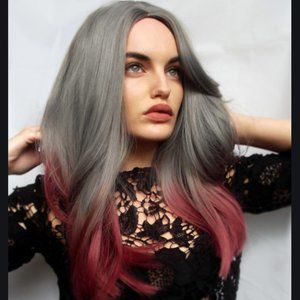 20" Carmine Grey/Red Hard Front {Lush Wigs} - GUC